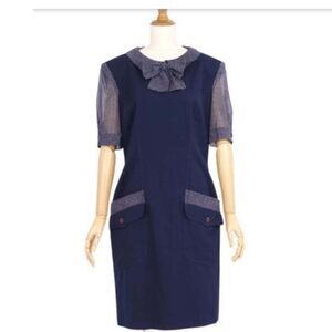 Vintage Fendi Navy Dress with Polka Dot Accents - Size 42 (L) - Made in Italy